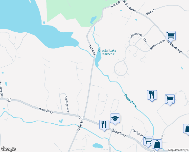 map of restaurants, bars, coffee shops, grocery stores, and more near 447 Lake Street in Haverhill