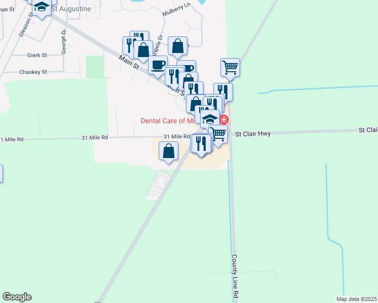 map of restaurants, bars, coffee shops, grocery stores, and more near 66900 Gratiot Avenue in Richmond