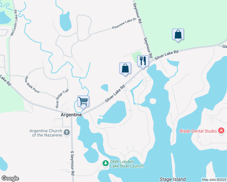 map of restaurants, bars, coffee shops, grocery stores, and more near 8456 Silver Lake Road in Linden