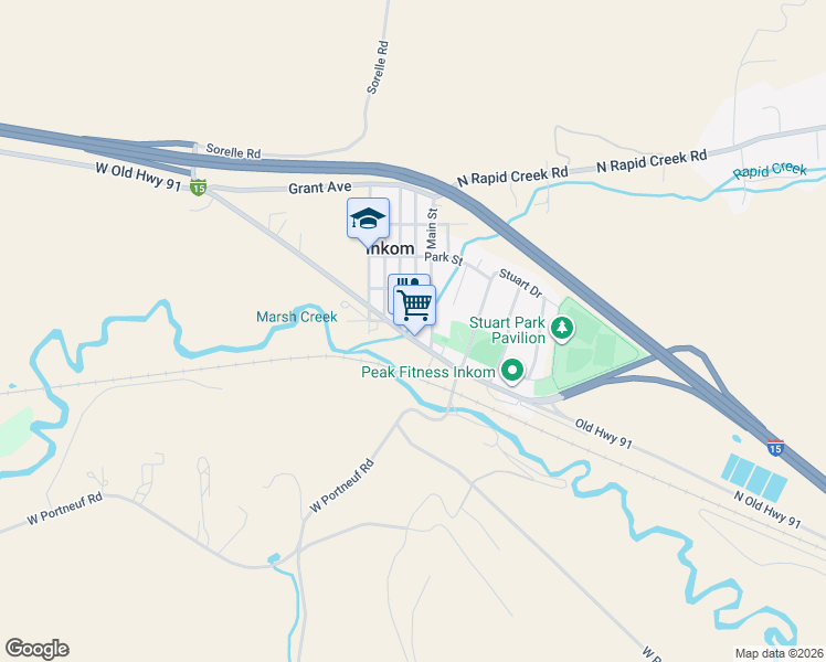 map of restaurants, bars, coffee shops, grocery stores, and more near 164 Old Highway 30 West in Inkom