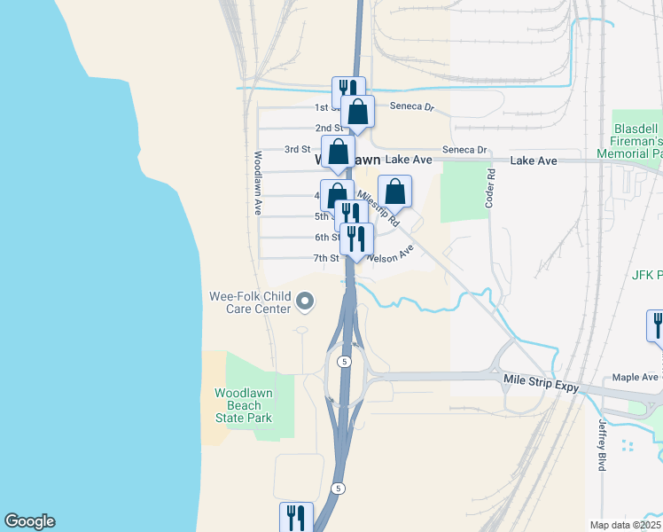map of restaurants, bars, coffee shops, grocery stores, and more near 3689 7th Street in Buffalo