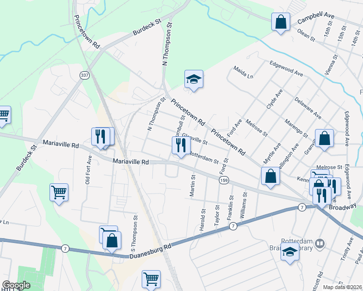 map of restaurants, bars, coffee shops, grocery stores, and more near 127 Rotterdam Street in Rotterdam