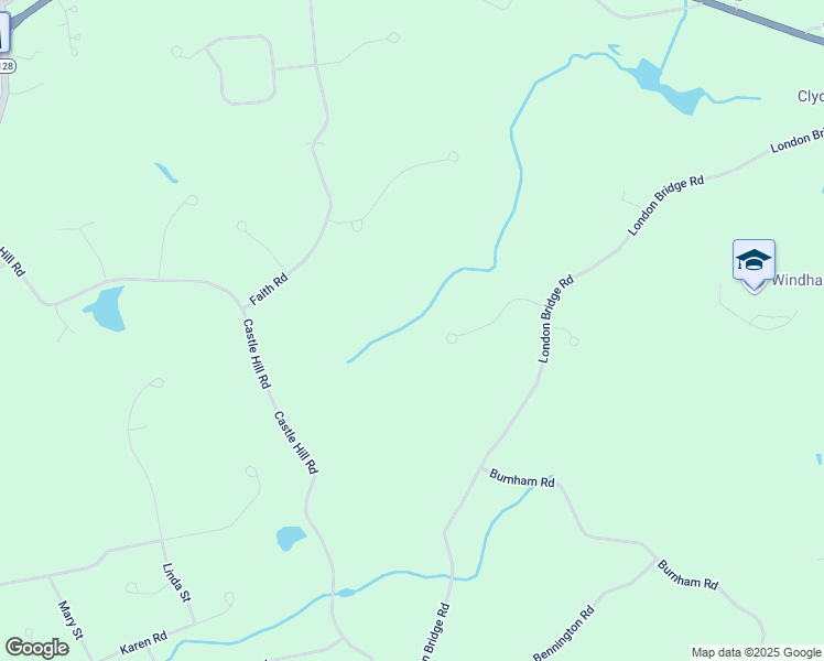 map of restaurants, bars, coffee shops, grocery stores, and more near 43 London Bridge Road in Windham