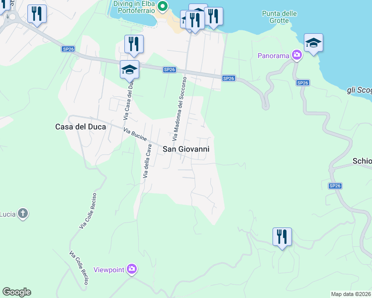 map of restaurants, bars, coffee shops, grocery stores, and more near in San Giovanni