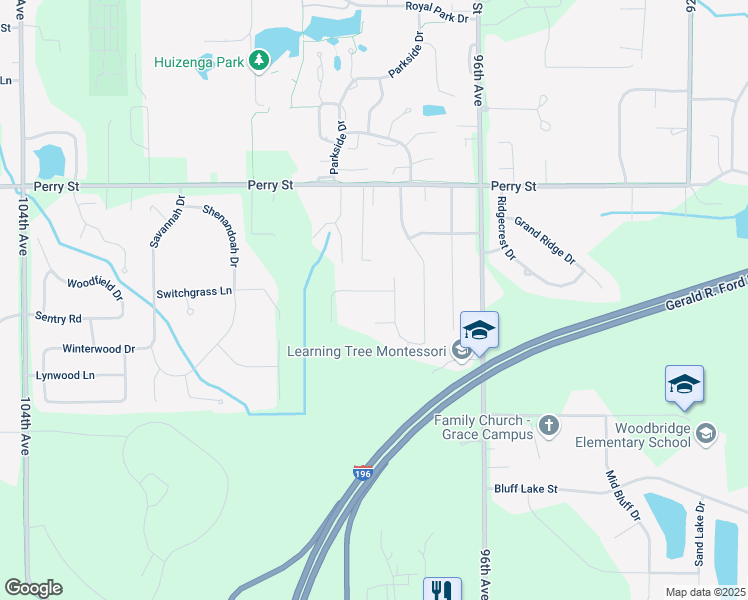 map of restaurants, bars, coffee shops, grocery stores, and more near 9777 Jane Drive in Zeeland