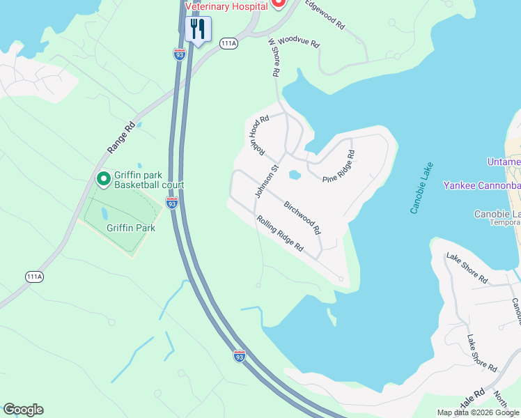map of restaurants, bars, coffee shops, grocery stores, and more near 2 Birchwood Road in Windham