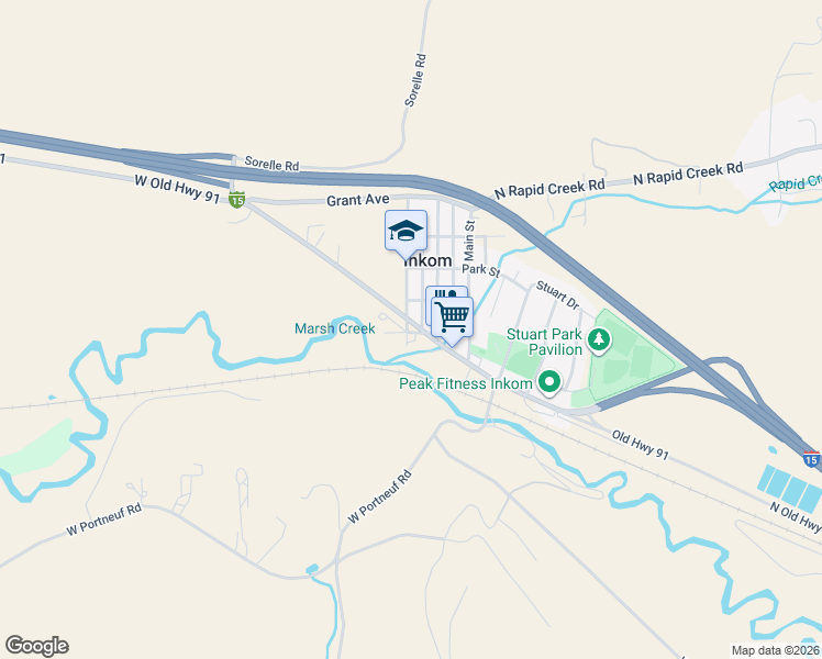 map of restaurants, bars, coffee shops, grocery stores, and more near 164 Old Highway 30 W in Inkom