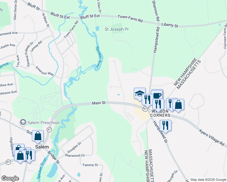 map of restaurants, bars, coffee shops, grocery stores, and more near 6 Scott Terrace in Salem