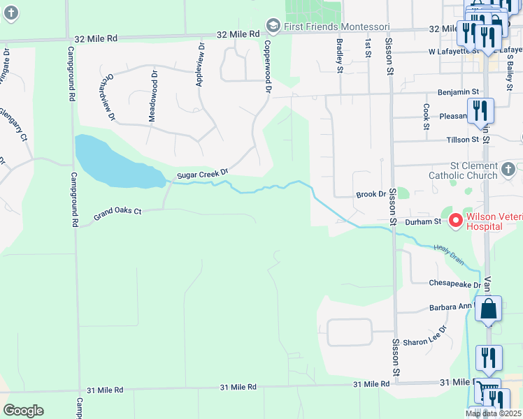 map of restaurants, bars, coffee shops, grocery stores, and more near 8985 Grand Oaks Court in Washington