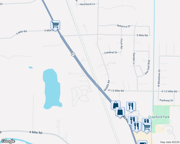 map of restaurants, bars, coffee shops, grocery stores, and more near 5709 Douglas Avenue in Racine