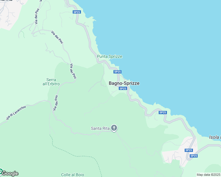 map of restaurants, bars, coffee shops, grocery stores, and more near 16 Via Anello Occidentale in Bagno-Sprizze