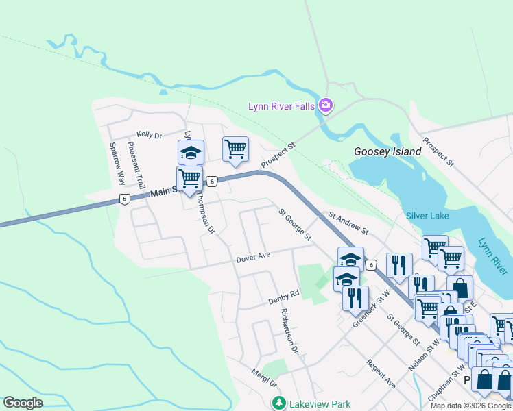 map of restaurants, bars, coffee shops, grocery stores, and more near 38 Geoffery Road in Port Dover