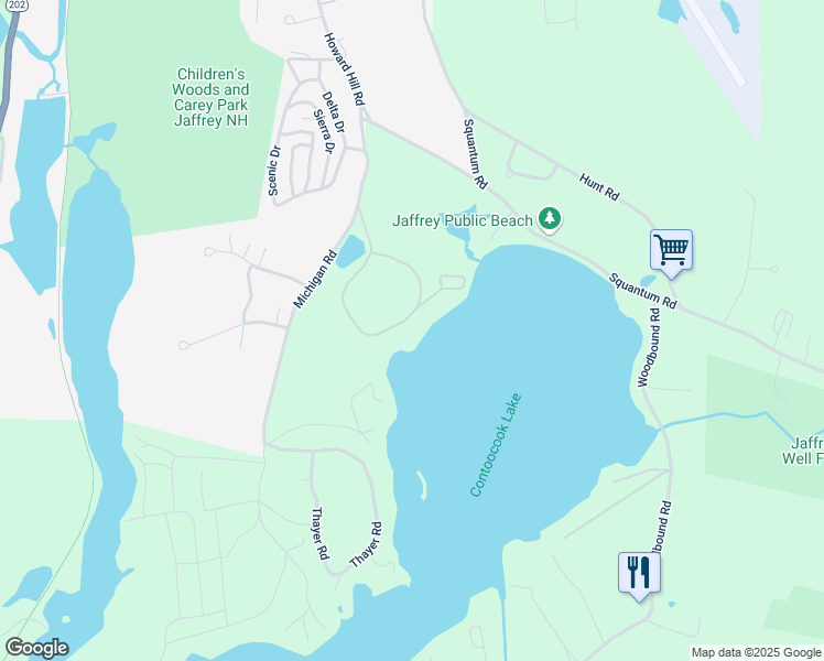 map of restaurants, bars, coffee shops, grocery stores, and more near 70 Trotting Park Road in Jaffrey