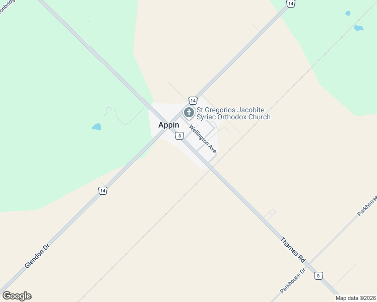 map of restaurants, bars, coffee shops, grocery stores, and more near 22719 County Road 8 in Appin