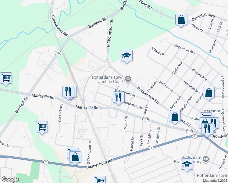 map of restaurants, bars, coffee shops, grocery stores, and more near 47 Glenville Street in Rotterdam