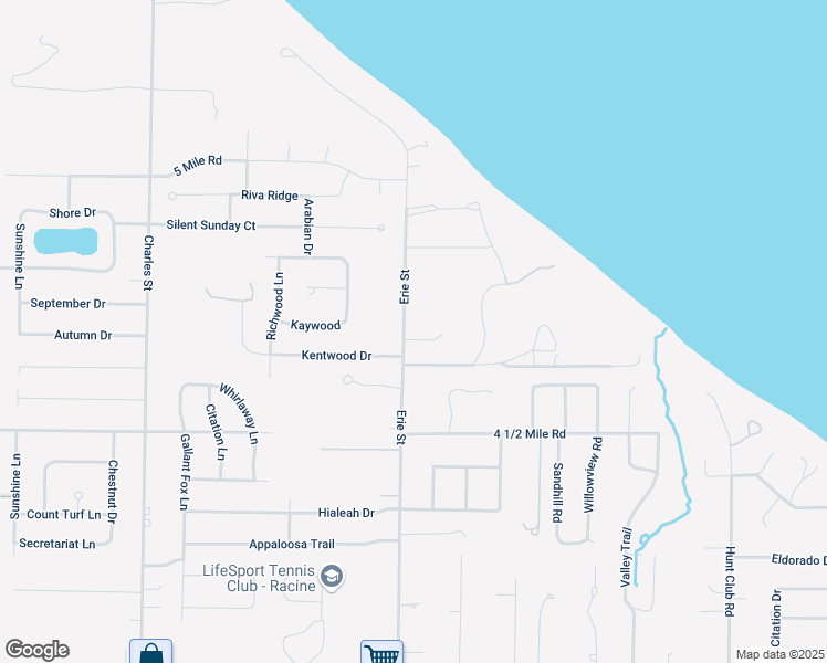 map of restaurants, bars, coffee shops, grocery stores, and more near 530 Point Ridge Drive in Racine