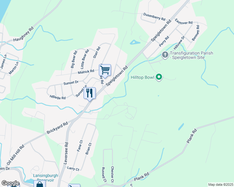 map of restaurants, bars, coffee shops, grocery stores, and more near 176 Speigletown Road in Troy