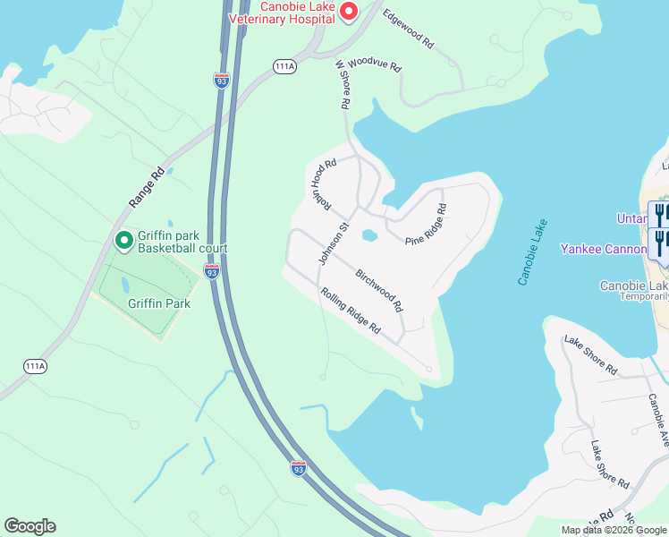 map of restaurants, bars, coffee shops, grocery stores, and more near 2 Birchwood Road in Windham
