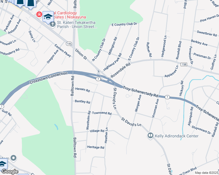 map of restaurants, bars, coffee shops, grocery stores, and more near 1940 Union Street in Schenectady County