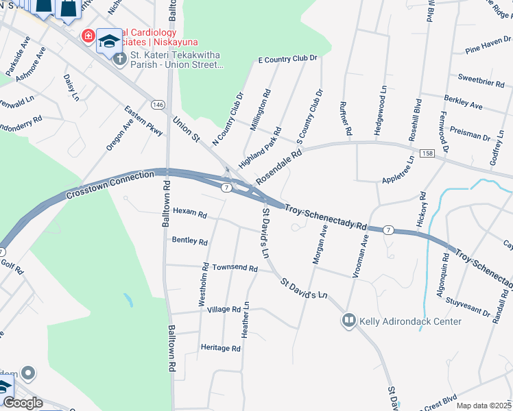 map of restaurants, bars, coffee shops, grocery stores, and more near 1940 Union Street in Schenectady County