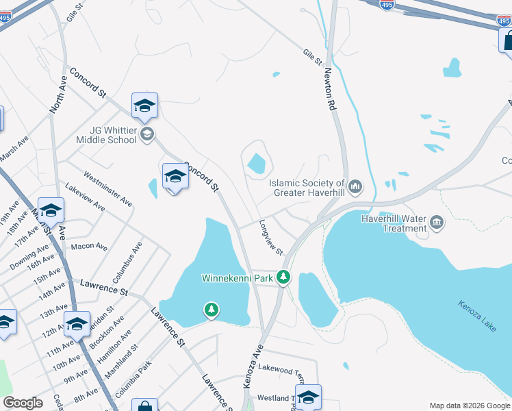 map of restaurants, bars, coffee shops, grocery stores, and more near 17 Gale Avenue in Haverhill