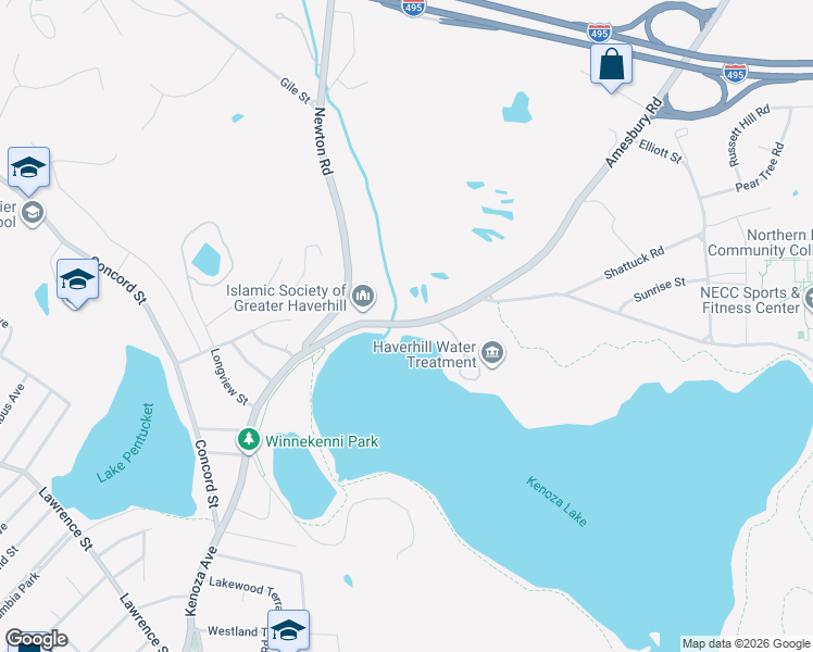map of restaurants, bars, coffee shops, grocery stores, and more near 298 Amesbury Road in Haverhill