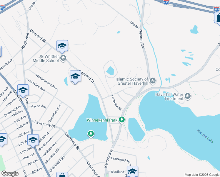 map of restaurants, bars, coffee shops, grocery stores, and more near 17 Gale Avenue in Haverhill