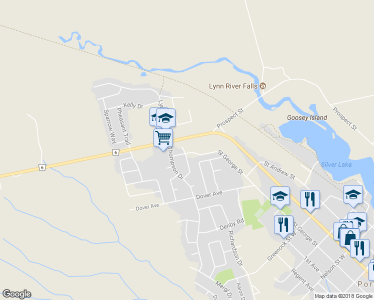 map of restaurants, bars, coffee shops, grocery stores, and more near 2 Irving Court in Port Dover