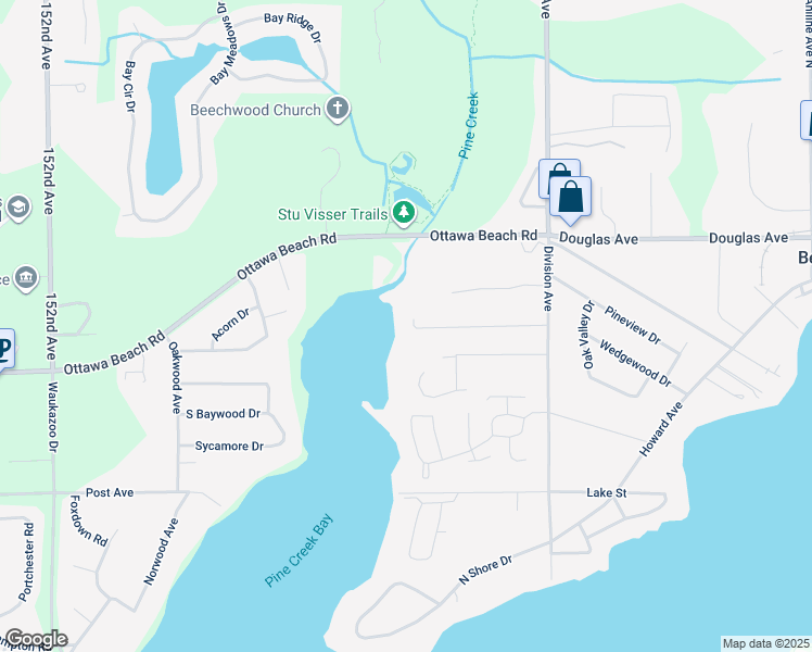 map of restaurants, bars, coffee shops, grocery stores, and more near 810 Pine Bay Drive in Holland