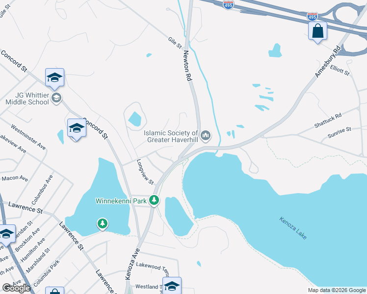 map of restaurants, bars, coffee shops, grocery stores, and more near 46 Cliftwood Street in Haverhill