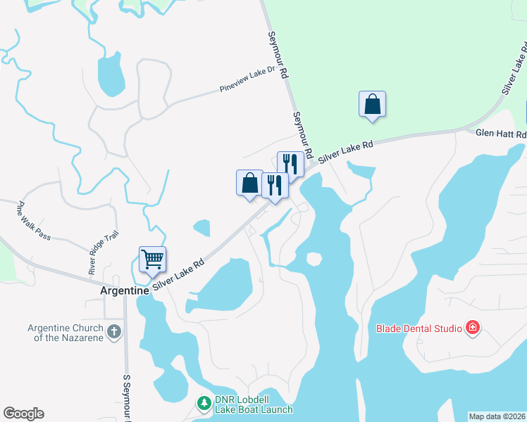 map of restaurants, bars, coffee shops, grocery stores, and more near 8622 Silver Lake Road in Linden