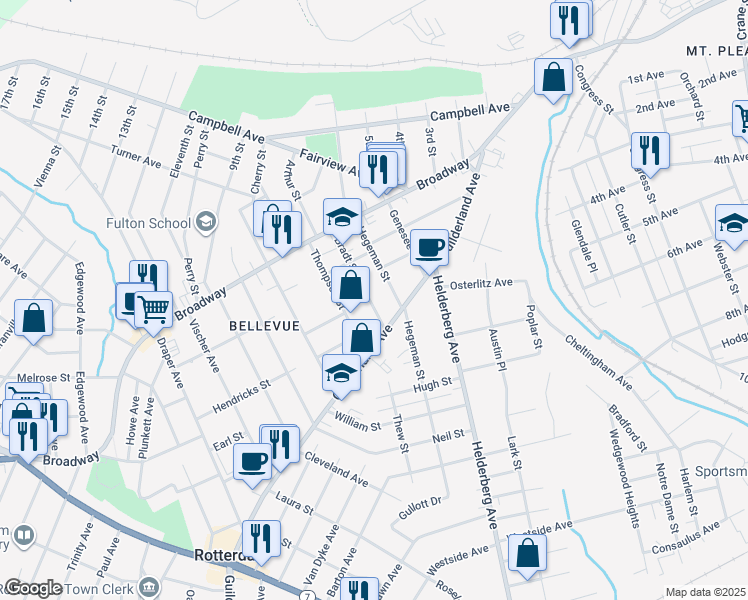 map of restaurants, bars, coffee shops, grocery stores, and more near 903 Bradt Street in Schenectady