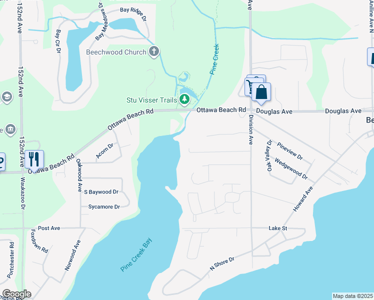 map of restaurants, bars, coffee shops, grocery stores, and more near 810 Pine Bay Drive in Holland