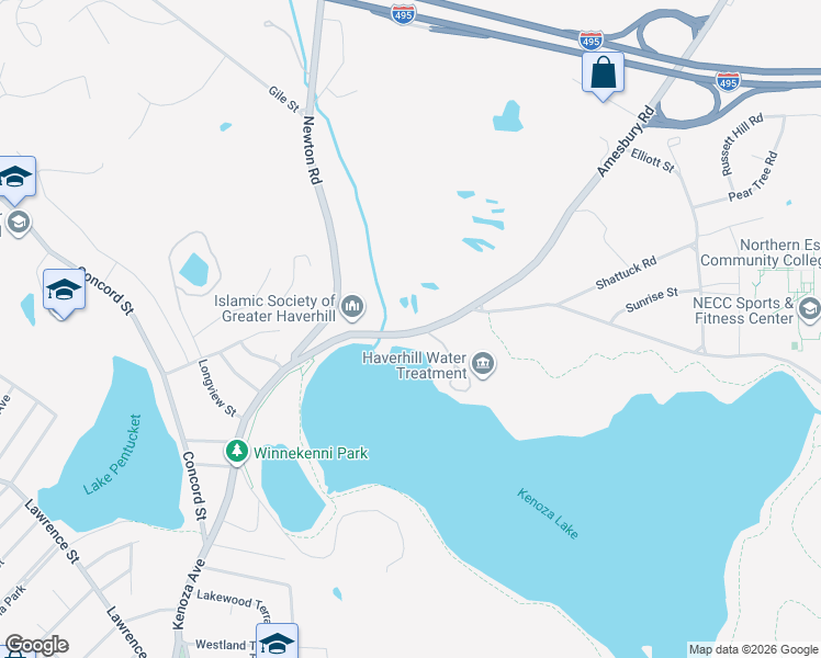 map of restaurants, bars, coffee shops, grocery stores, and more near 2-98 Amesbury Rd in Haverhill