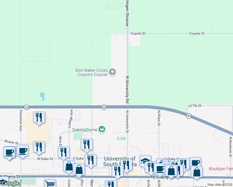 map of restaurants, bars, coffee shops, grocery stores, and more near in Vermillion