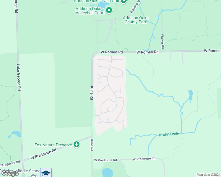 map of restaurants, bars, coffee shops, grocery stores, and more near 1441 West Romeo Road in Oakland charter Township