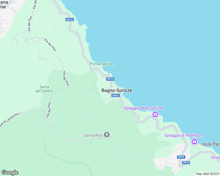 map of restaurants, bars, coffee shops, grocery stores, and more near 16 Via Anello Occidentale in Bagno-Sprizze