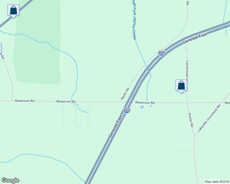 map of restaurants, bars, coffee shops, grocery stores, and more near 4647 Reservoir Road in Geneseo