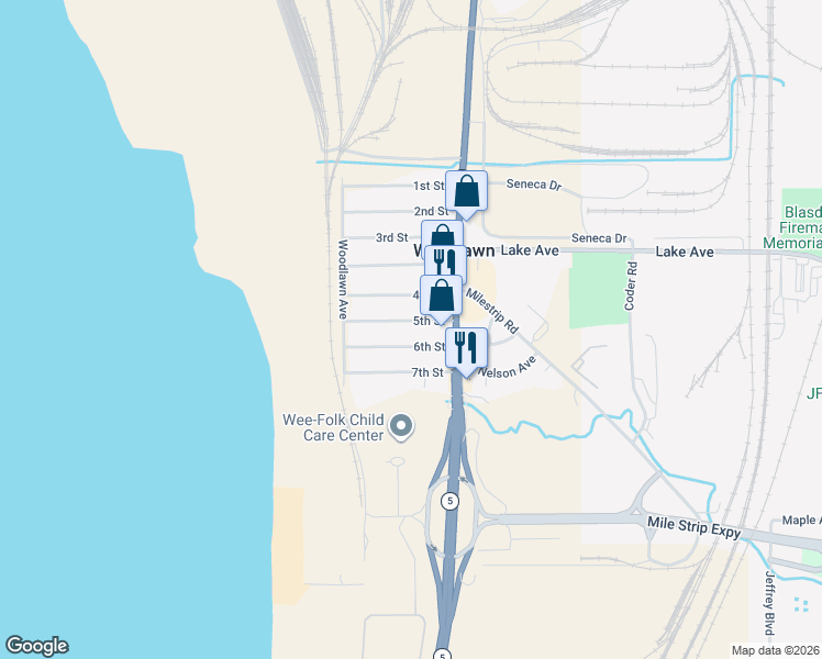 map of restaurants, bars, coffee shops, grocery stores, and more near 3662 6th Street in Buffalo