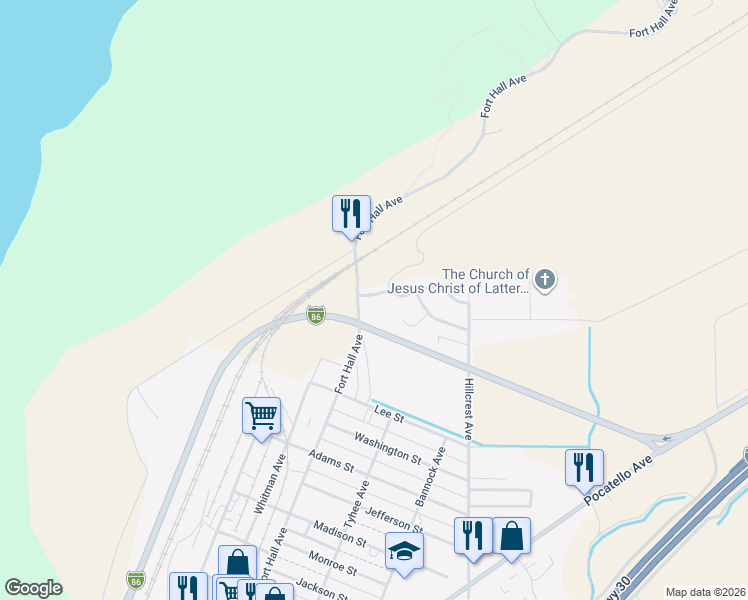 map of restaurants, bars, coffee shops, grocery stores, and more near 330 Autumn Way in American Falls