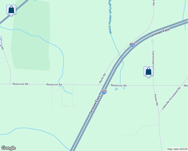 map of restaurants, bars, coffee shops, grocery stores, and more near 4647 Reservoir Road in Geneseo