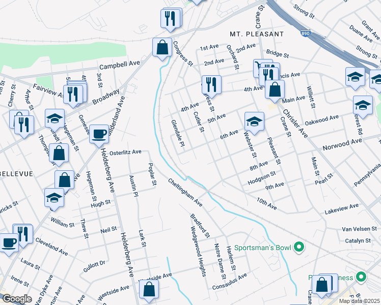 map of restaurants, bars, coffee shops, grocery stores, and more near 1606 6th Avenue in Schenectady