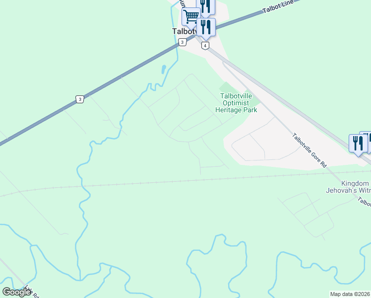 map of restaurants, bars, coffee shops, grocery stores, and more near 74 Optimist Drive in Elgin County