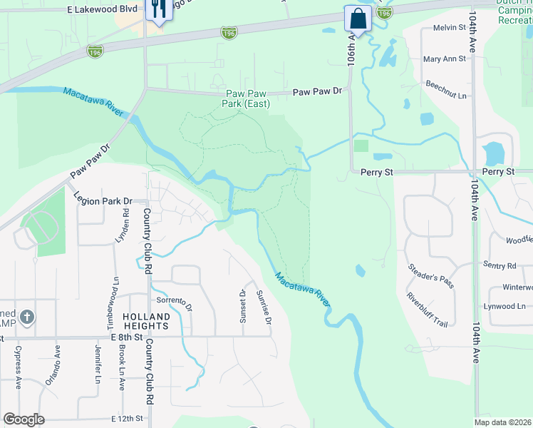 map of restaurants, bars, coffee shops, grocery stores, and more near 61 Country Club Road in Holland