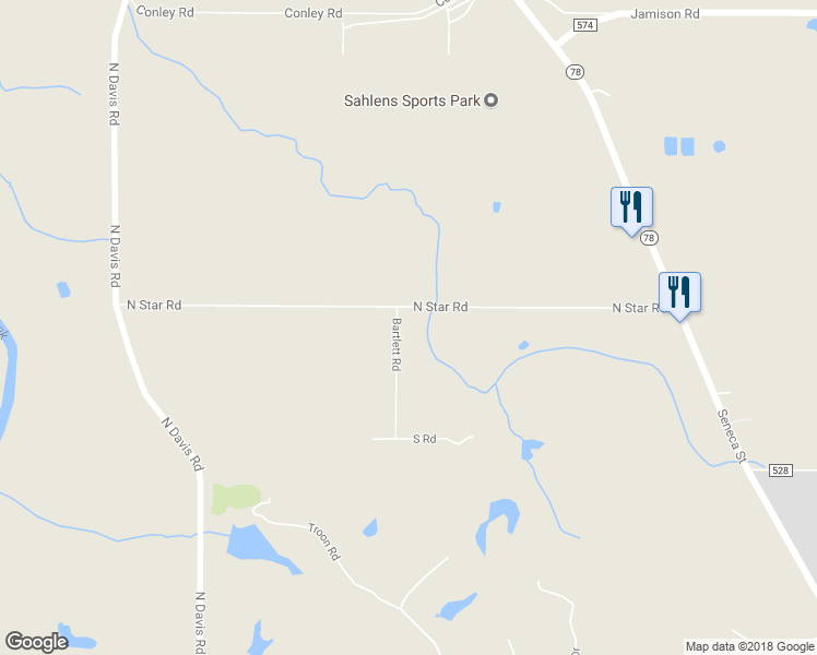 map of restaurants, bars, coffee shops, grocery stores, and more near 27 Bartlett Road in East Aurora