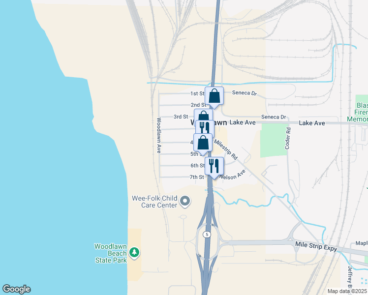 map of restaurants, bars, coffee shops, grocery stores, and more near 3657 4th Street in Buffalo