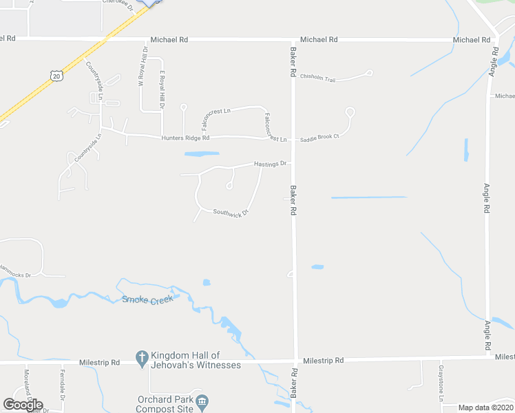 map of restaurants, bars, coffee shops, grocery stores, and more near 49 Southwick Drive in Orchard Park