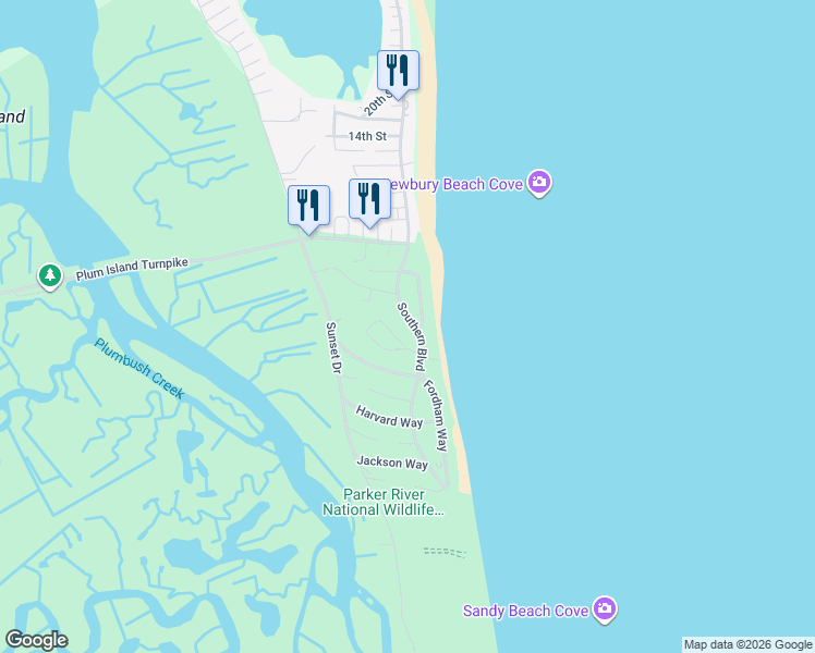 map of restaurants, bars, coffee shops, grocery stores, and more near 23 Southern Boulevard in Newbury