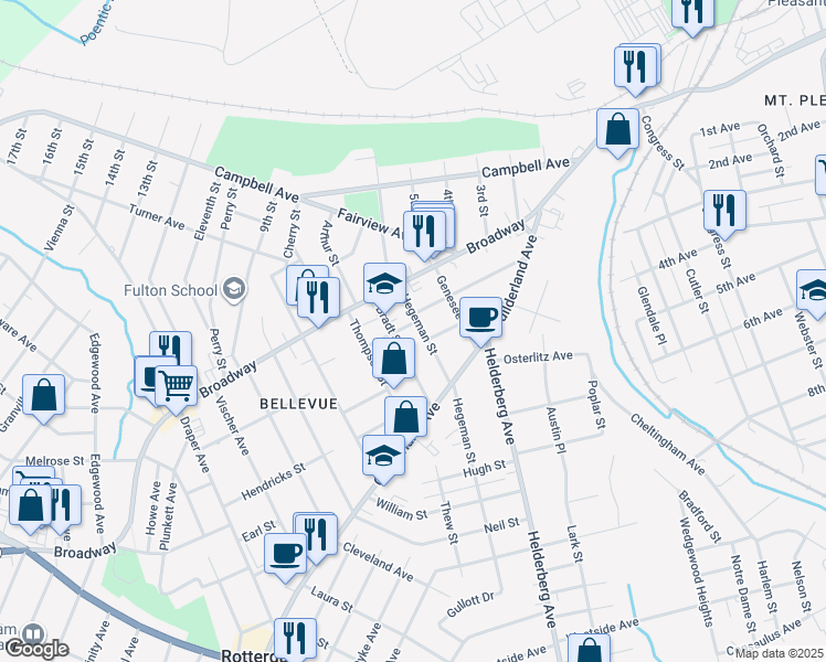 map of restaurants, bars, coffee shops, grocery stores, and more near 814 Hegeman Street in Schenectady