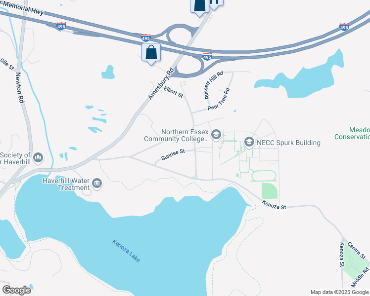 map of restaurants, bars, coffee shops, grocery stores, and more near 50 Sunrise Street in Haverhill